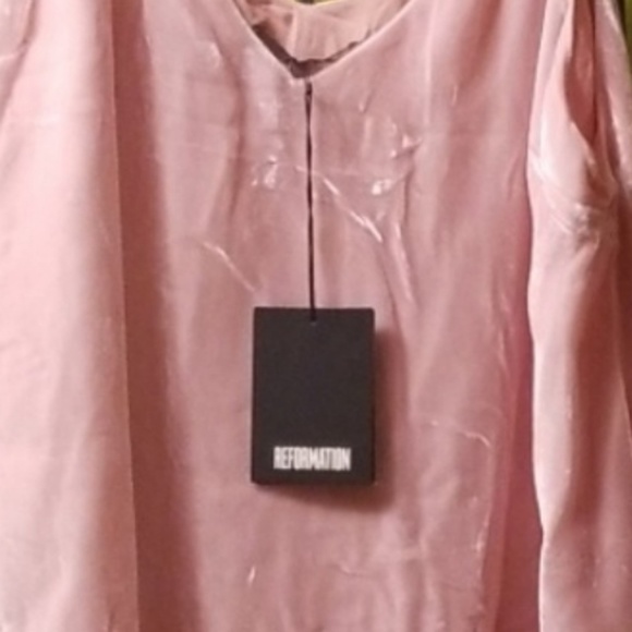 New Reformation Pink blush velvet Marlee dress - Picture 8 of 9